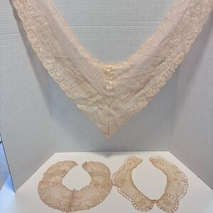 Early 1900s Lace Women's Collar Set and Shawl - Ivory Color
